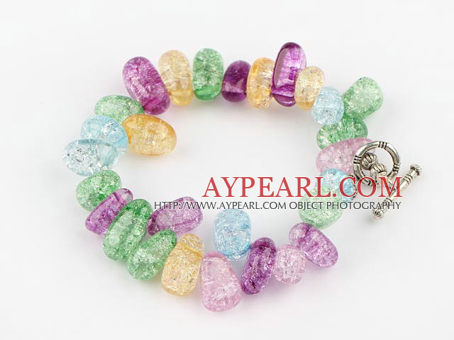 colorful burst pattern crystal bracelet with toggle clasp