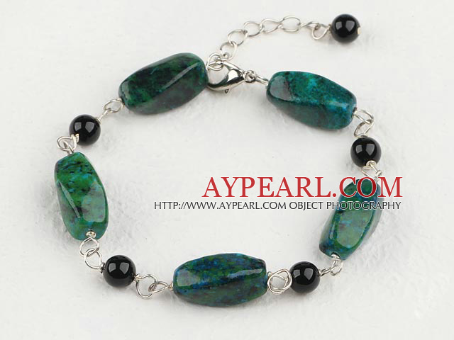 black agate and phoenix stone bracelet with extendable chain