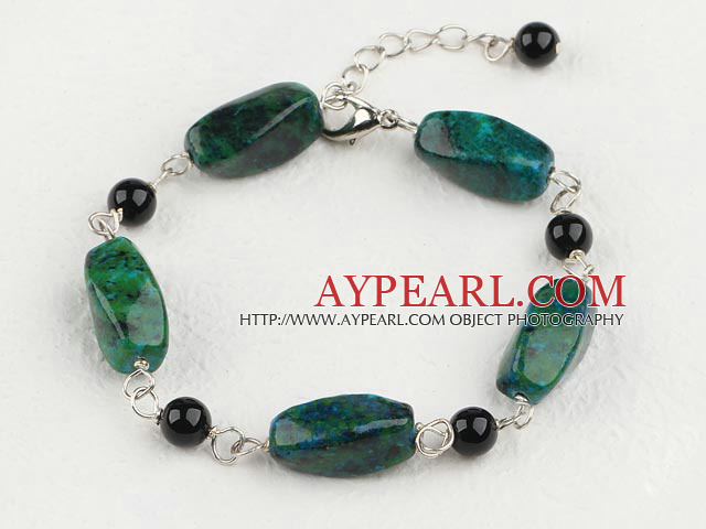 agate noir et bracelet en pierre phonix avec la chaîne extensible