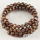 6-7Mm Golden Brown Fresh Water Pearl Beaded Bracelet