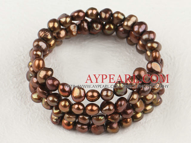 6-7Mm Golden Brown Fresh Water Pearl Beaded Bracelet