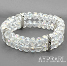 Wholesale multi strand shinning 8mm white crystal bracelet