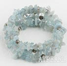Wholesale Popular Sapphire Blue Chipped Aquamarine Wrap Bangle Bracelet