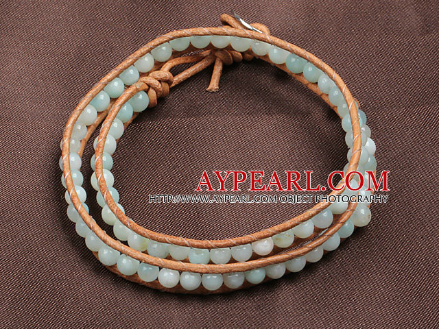 Fashion Style Amazon Stone Beads Wrap Bangle Bracelet