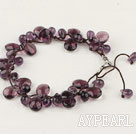 Fashion Hand-Knitted Teardrop Amethyst Bracelet With Adjustable Cords