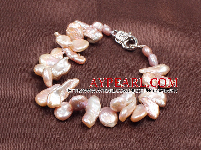 Mode d'eau douce naturelle Violet forme irrégulière bracelet de perles