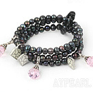 pink crystal Pearl och rosa kristall bracelet 7 inches armband 7 inches 