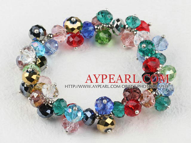 Elegant Multi Color Manmade Crystal Elastic Stretch Bracelet