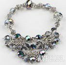 Fashion Cluster Faceted Ab Colorful Crystal Ball And Metal Charm Bracelet