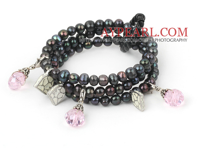 ink crystal perle si cristale roz bracelet 7 inci brăţară 7 inci 