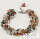 Wholesale Fashion Loop Chain Style Colorful Rutilated Quartz Chips Bracelet With Extendable Chain