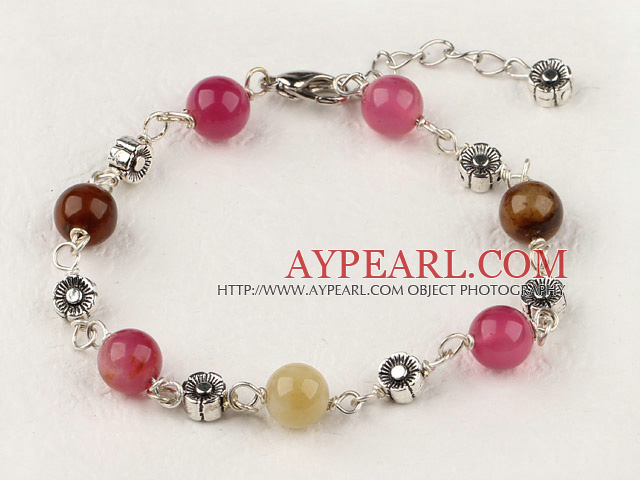 three color jade bracelet with extendable chain