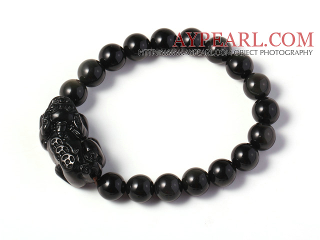 Perles 10mm de haute qualité d'hématite incroyables avec arc-en- Eye bracelet extensible avec Pi Xiu accessoire