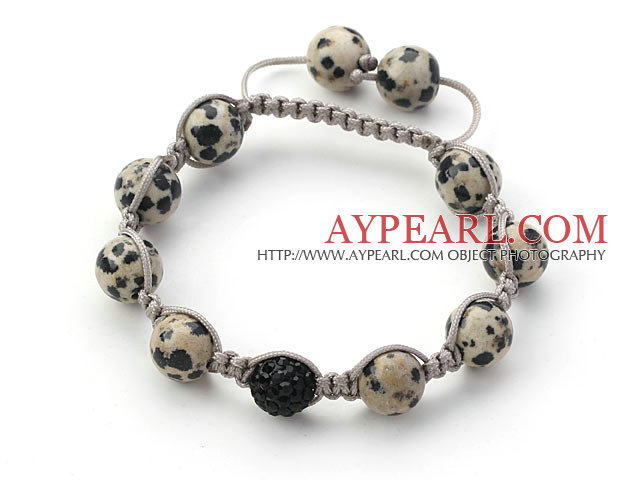 Gray Series 10mm runda fläckar Sten och pärlor Rhinestone justerbar dragsko Armband