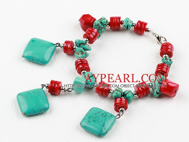 New Design Red Coral ja Turquoise Rannekoru Lobster Risti