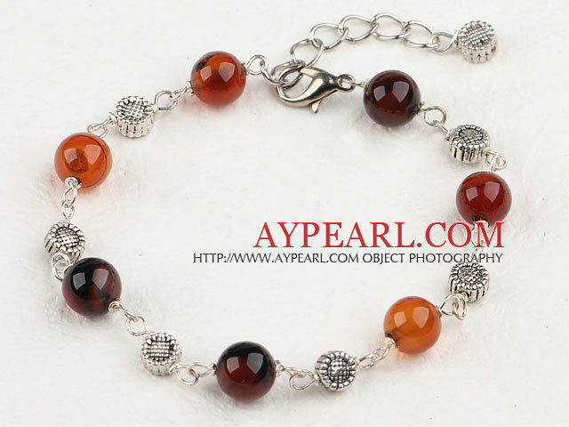 fantaisie ronde bracelet agate 8mm avec chaîne extensible