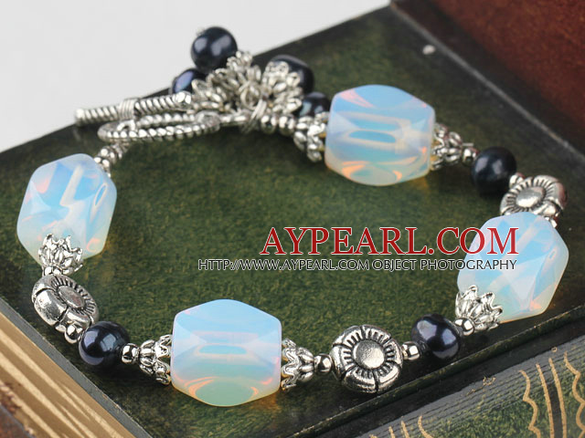 Black Pearl opal sten armband