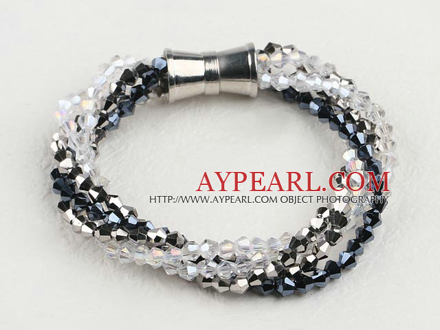 Fashion Multi Strand Multi Color Screwed Crystal Bracelet With Magnetic Clasp