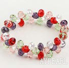 Lovely 8Mm Multi Color Manmade Crystal Ball Elastic Stretch Bangle Bracelet