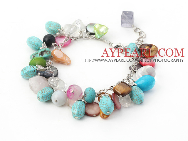 Assorted Multi Color Multi Stone Bracelet with Metal Chain