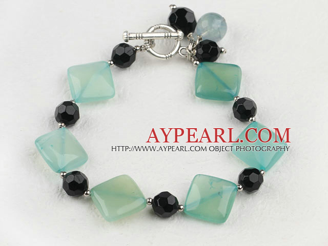 Blue Crystal bracelet de jade noir