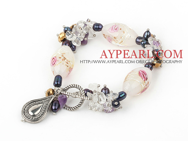 fashion multi color pearl and colored glaze bracelet