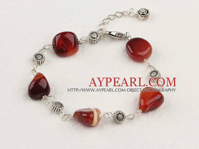 Lovely Mixed Nut Square Round Shape Red Agate Bracelet With Extendable Chain