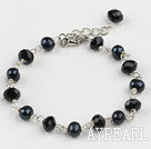 black pearl and crystal bracelet with extendable chain