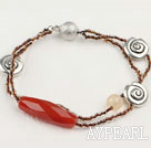 agate rouge et le charme de perles bracelet