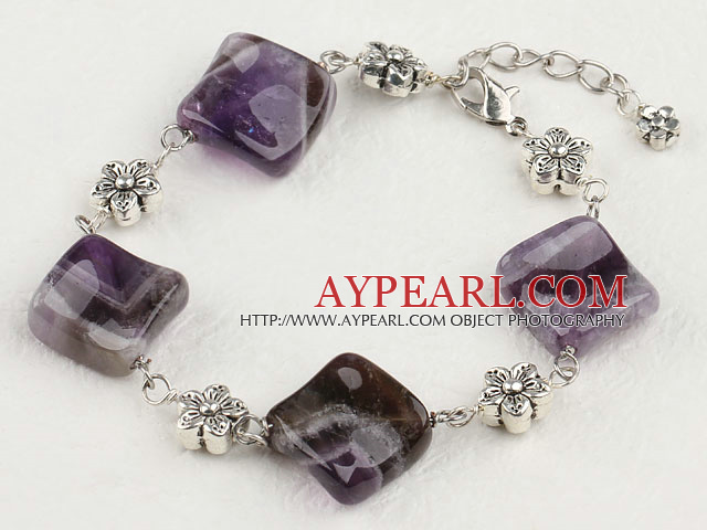 amethyst and charm bracelet with extendable chain