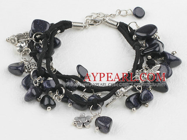 blau Sandstein Armband mit ausziehbarer Kette