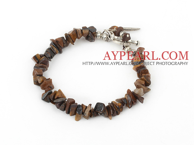 Elegant Multi Tiger Eye Chips Beaded Bracelet With Toggle Clasp