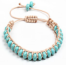 Classic Design Abacus Shape Turquoise Light Brown Tråd Woven justerbar snor armbånd