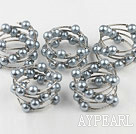 Wholesale Fashion 5 Pcs 12Mm Round Gray Acrylic Manmade Pearl Wrap Wired Bangle Bracelet