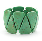 Big Style Triangle Shape Grass Green Color Turquoise Stretch Bangle Bracelet