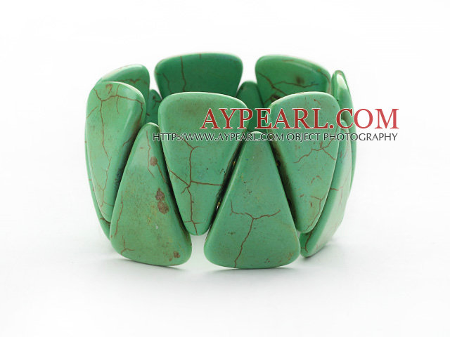 Big stil Triangle Shape Grass Grønn Farge Turkis Stretch Bangle Bracelet