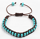 Classic Design Abacus Shape Turquoise Dark Brown Tråd Woven justerbar snor armbånd
