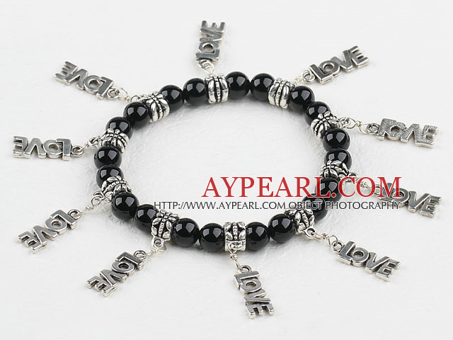 8mm schwarz Achat elastische Armband mit schönen Reizen