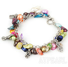 irregular shape dyed colorful pearl bracelet with toggle clasp