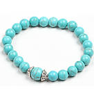Simple Style Single Strand Turquoise Bead Stretch/ Elastic Bracelet