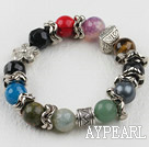 mutl color natual gem stone beaded elastic bracelet