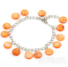 11mm orange round shell bracelet with extendable chain