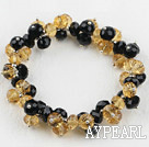 7.5 inches elastic mandmade black and yellow bracelet