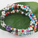 multi strand colorful 3-4 mm pearl bracelet