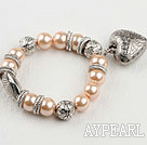 light yellow acrylic pearl bracelet with heart charms