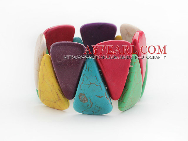 Big stil Triangle Shape Multi Color Turquoise Stretch Bangle Bracelet