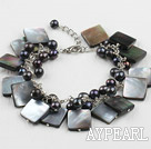 Black Pearl und Lippe Shell Armband mit ausziehbarer Kette