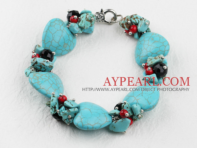 heart shape turquoise and crystal bracelet