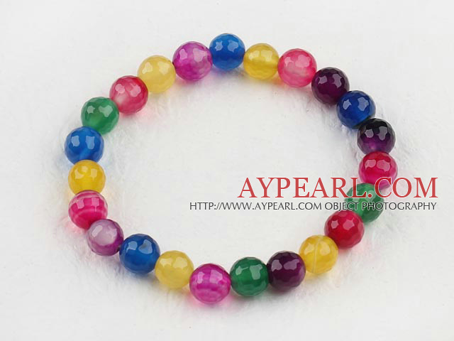 extensible à facettes 6mm couleur bonbons bracelet de perles d'agate