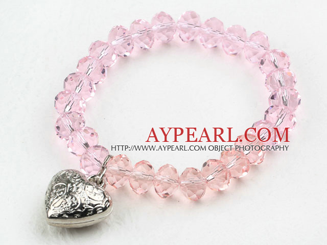 Simple Design Pink Crystal Elastic Bangle Bracelet